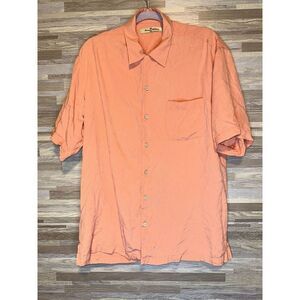 Tommy Bahama 100% Silk Hawaiian Style Short Sleeve Button-Up Large #287